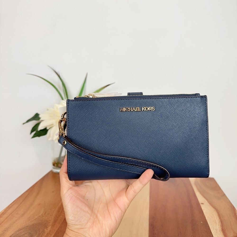 NWT Michael Kors Jet Set Travel Large Double Zip‎ Phone Wallet Wristlet